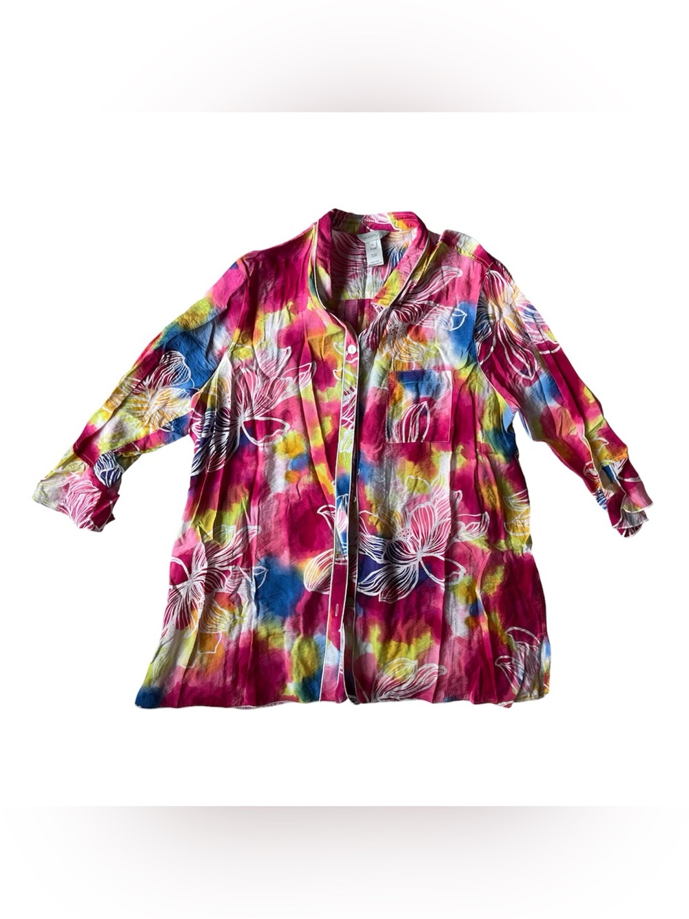 NWT MULTIPLES RAYON BUTTON DOWN MULTICOLOR BLOUSE VIBRANT WOMENS XL